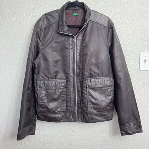 Vintage 90s United Colors of Benetton Brown Bomber Jacket Men’s XL